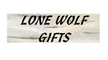 Lone Wolf Gifts on a wood colored background
